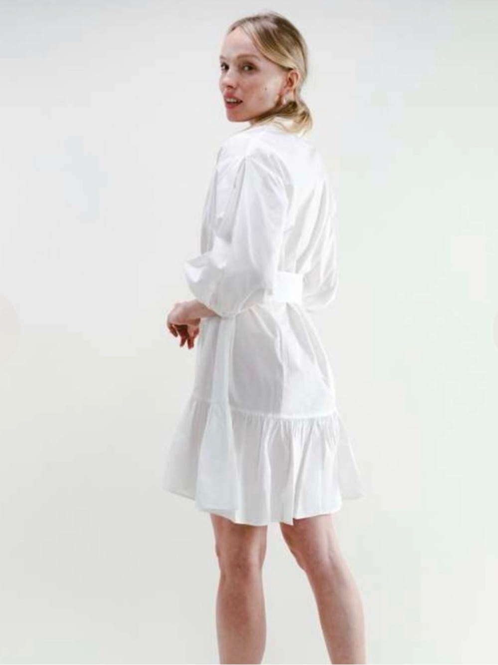 NWT Darling White Tiered Shirt Dress with tie waist